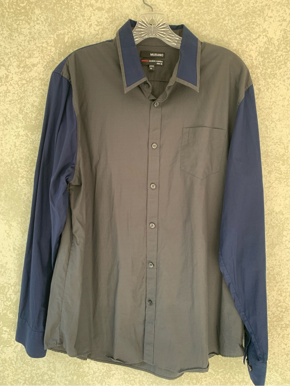 Murano Two-Tone Gray Shirt with Navy Sleeves